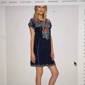 Johnny Was Navy Linen Dress Tunic